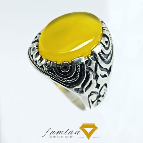 انگشتر نقره مردانه عقیق زرد کد 2868