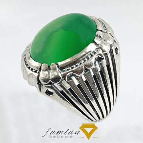 انگشتر نقره مردانه عقیق سبز کد 2882