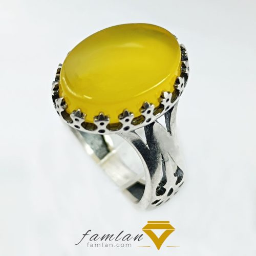 انگشتر نقره مردانه عقیق زرد کد 2890