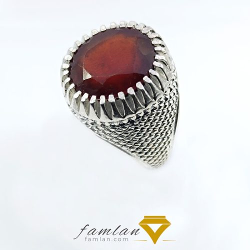 انگشتر نقره مردانه یاقوت گارنت کد 2916