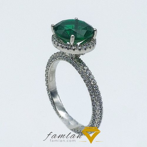 انگشتر نقره زنانه زمرد سنتتیک کد 2574