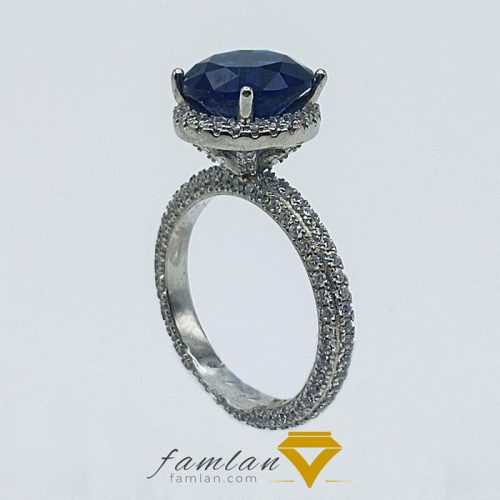 انگشتر نقره زنانه یاقوت کبود سنتتیک کد 2575