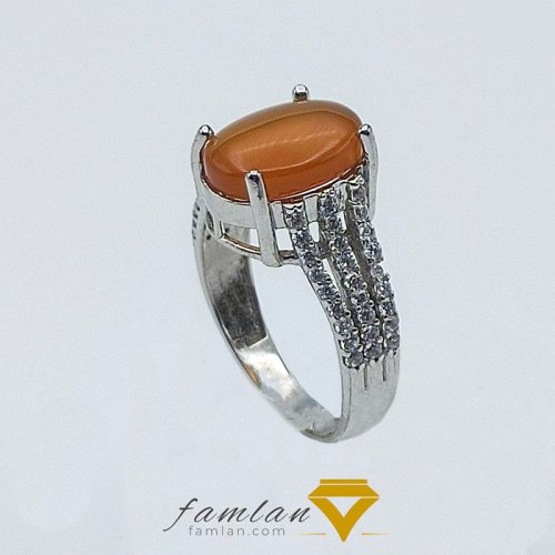 انگشتر نقره زنانه عقیق یمنی پرتقالی اصیل کد 2758